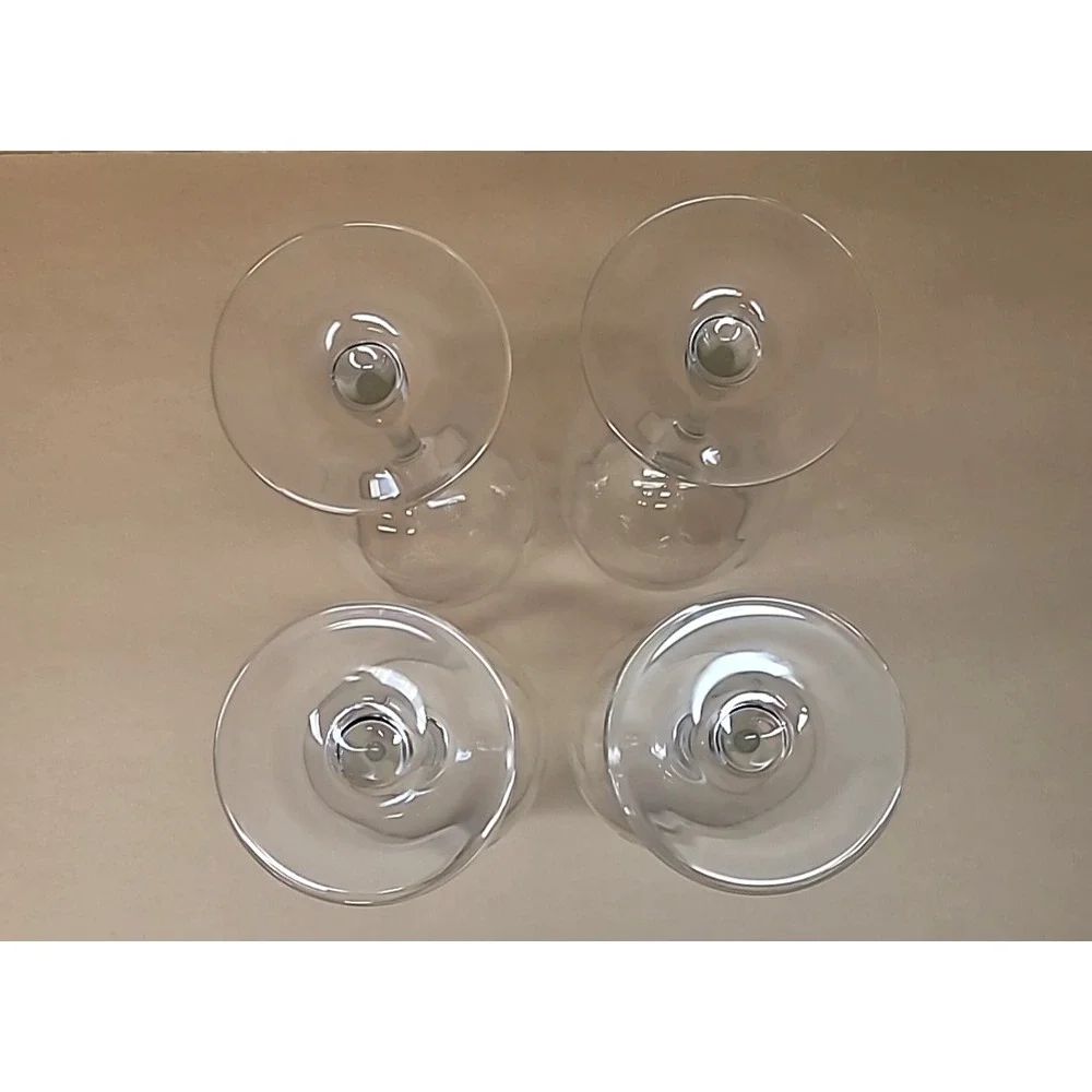 Set of 4 Clear Crystal Stemware Etched Dot Christmas Tree Design Wine Glasses